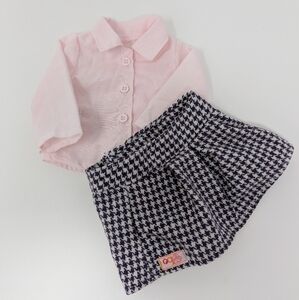Our Generation Doll OG Clothes Pink Blouse Houndstooth Skirt for 18" Doll